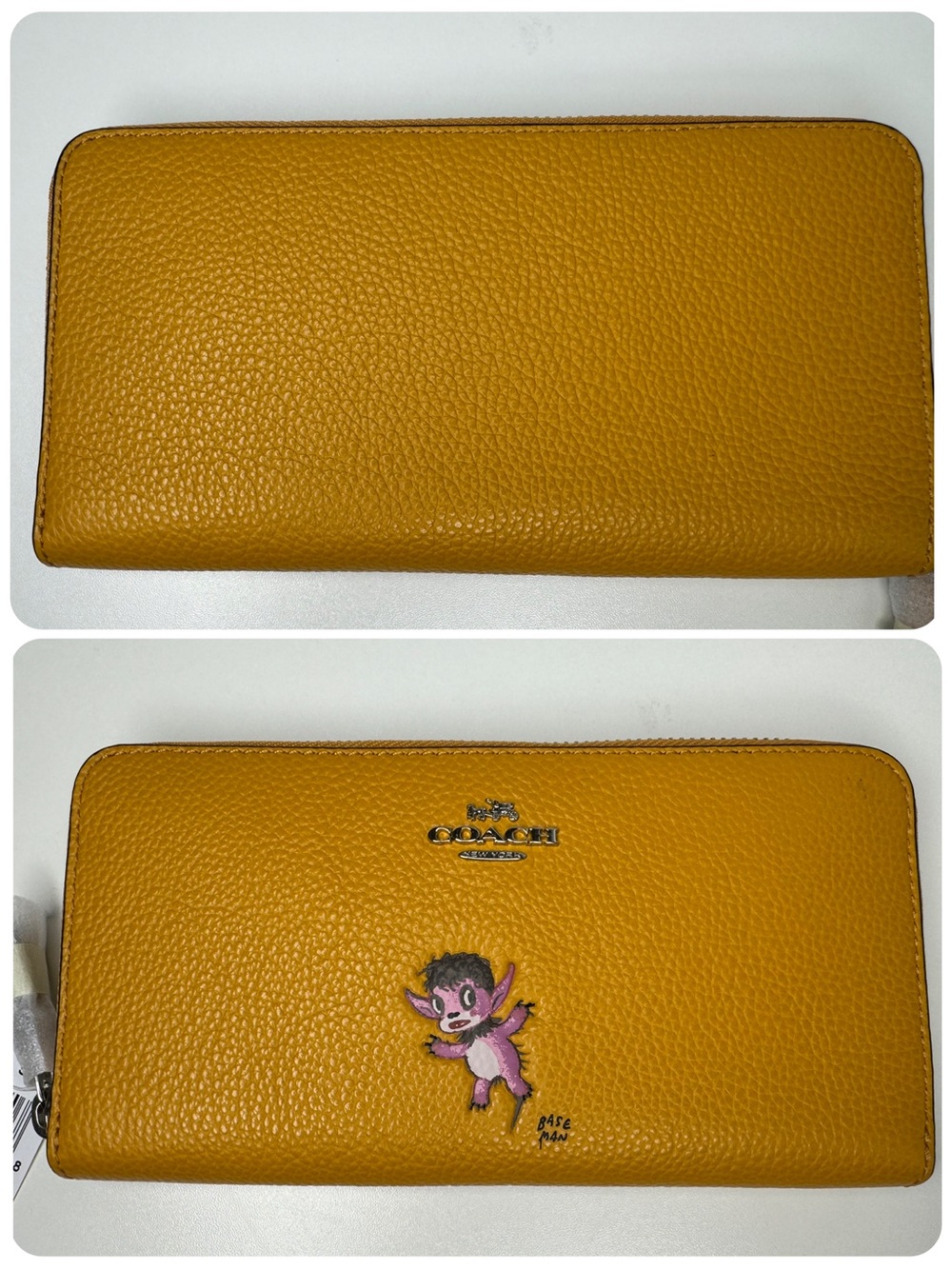 Coach Baseman Buddy Boy Mustard Yellow Leather Tote Bag Keychain And Wallet NWT - Picture 14 of 16